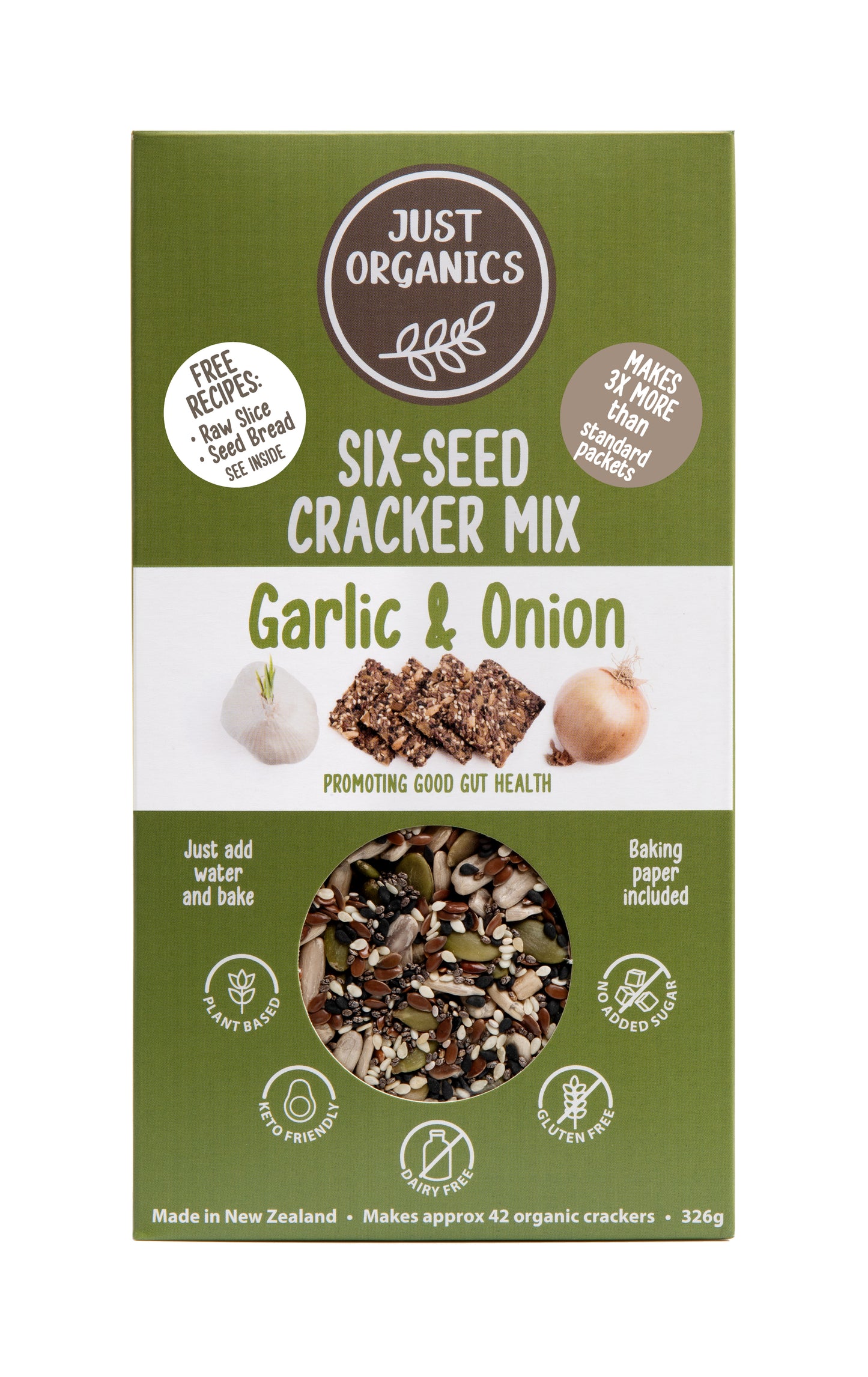 Organic Six Seed Cracker Mix - Garlic & Onion