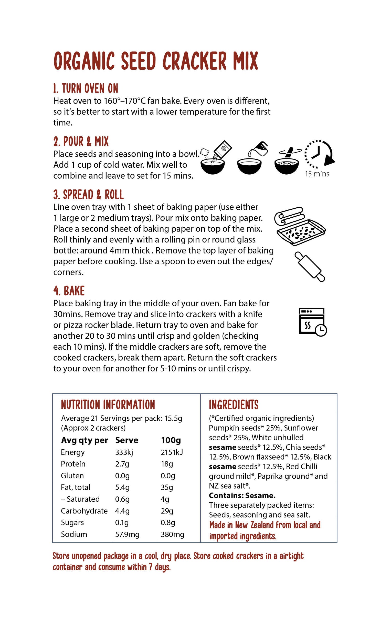 Organic Six Seed Cracker Mix - Chilli & Paprika