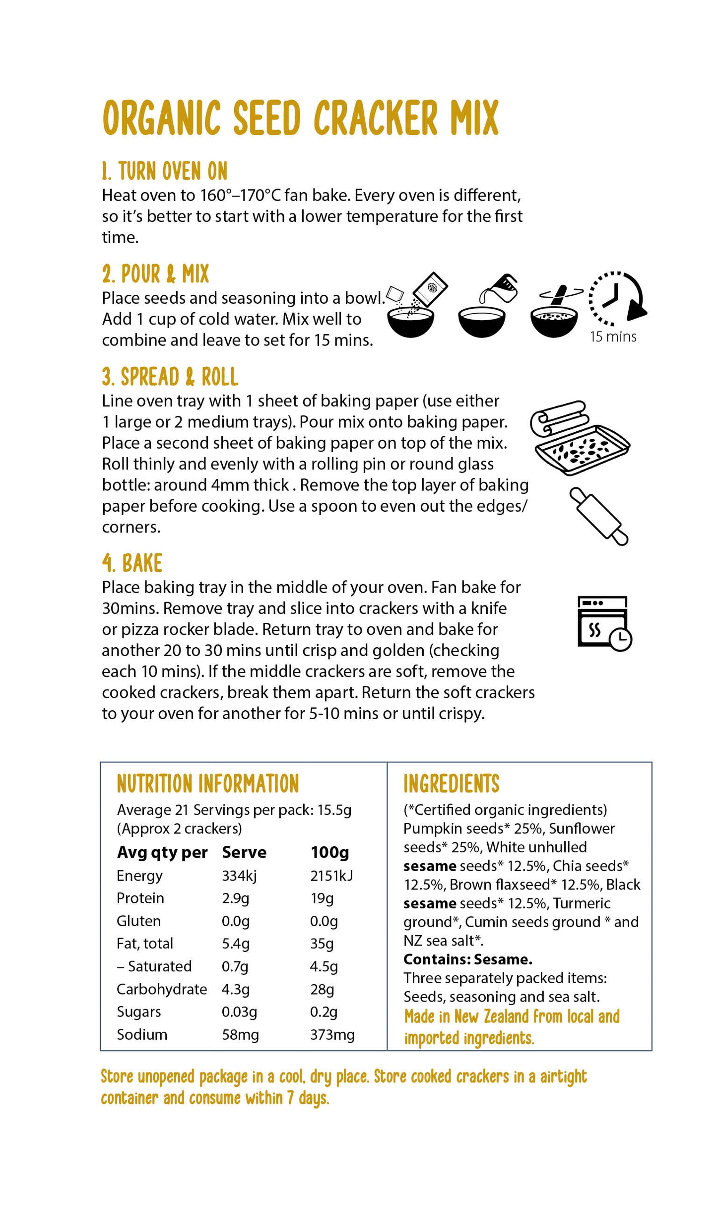 Organic Six Seed Cracker Mix - Turmeric & Cumin